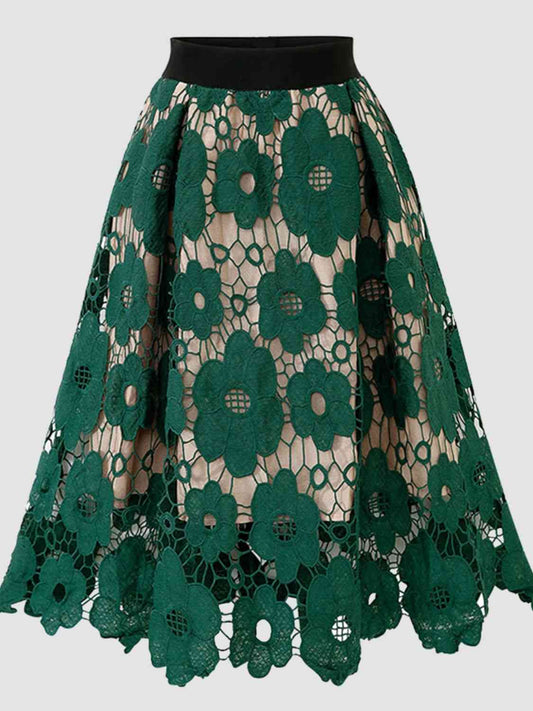 Audrey Floral Lace A-Line Skirt