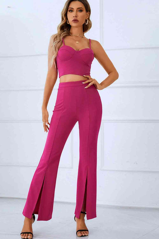 Storm Sports Cami and Slit Ankle Flare Pants Set