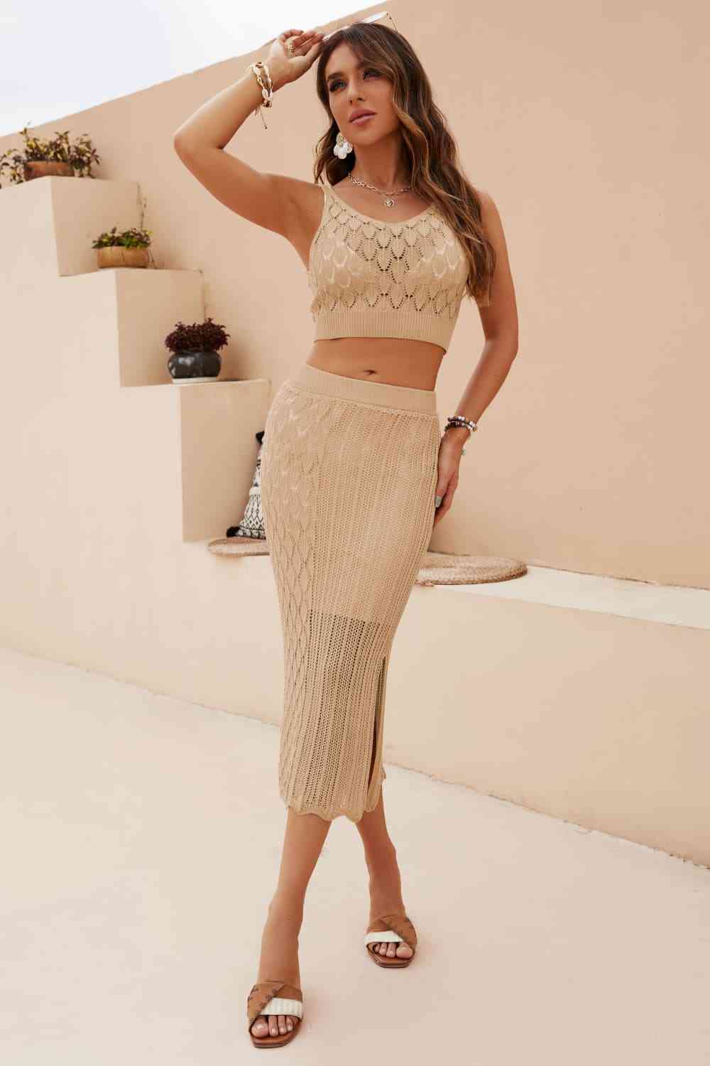 Lettie Cropped Tank and Split Skirt Set