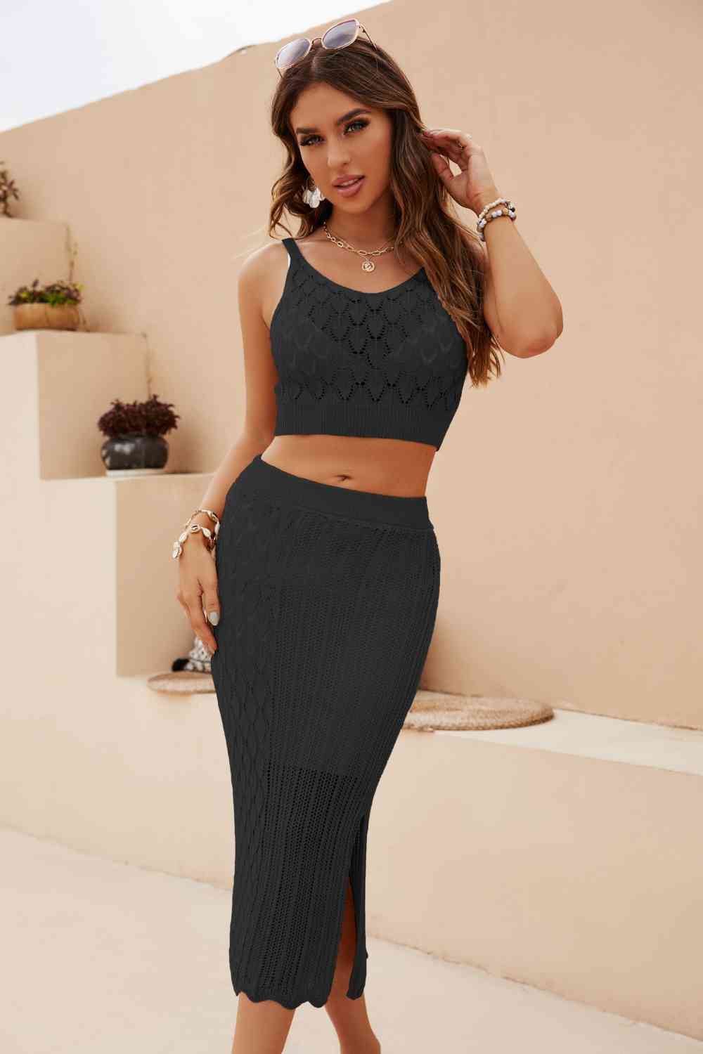 Lettie Cropped Tank and Split Skirt Set