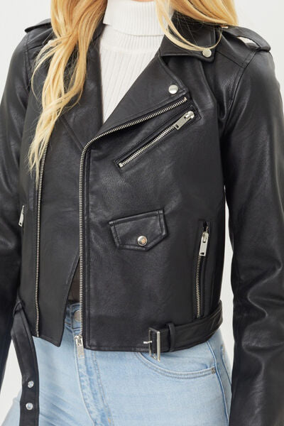 Ophelia Faux Leather Zip Up Biker Jacket