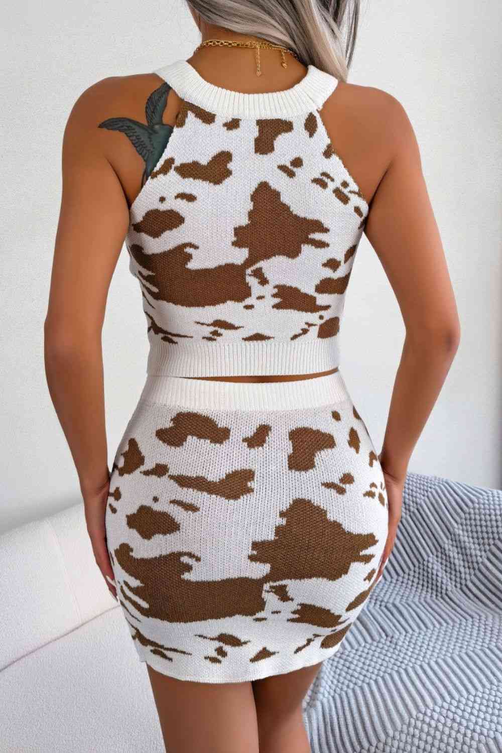 Helenian Knit Top and Mini Skirt Set