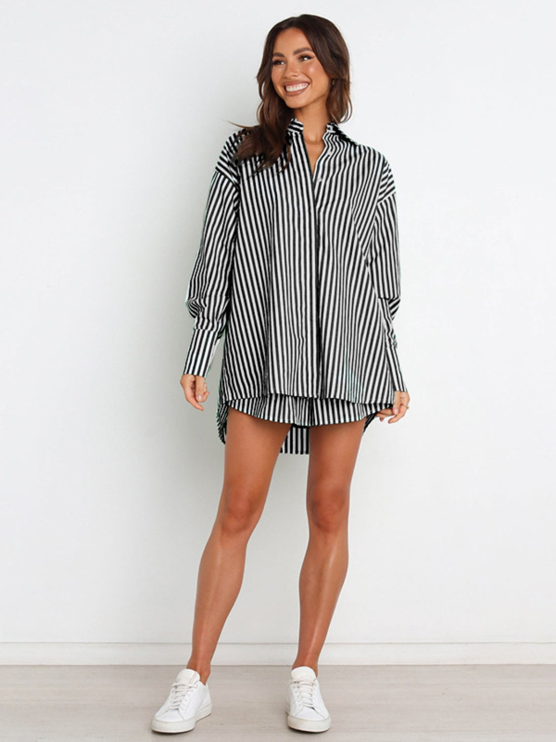 Thisbe Striped Shirt and Shorts Set