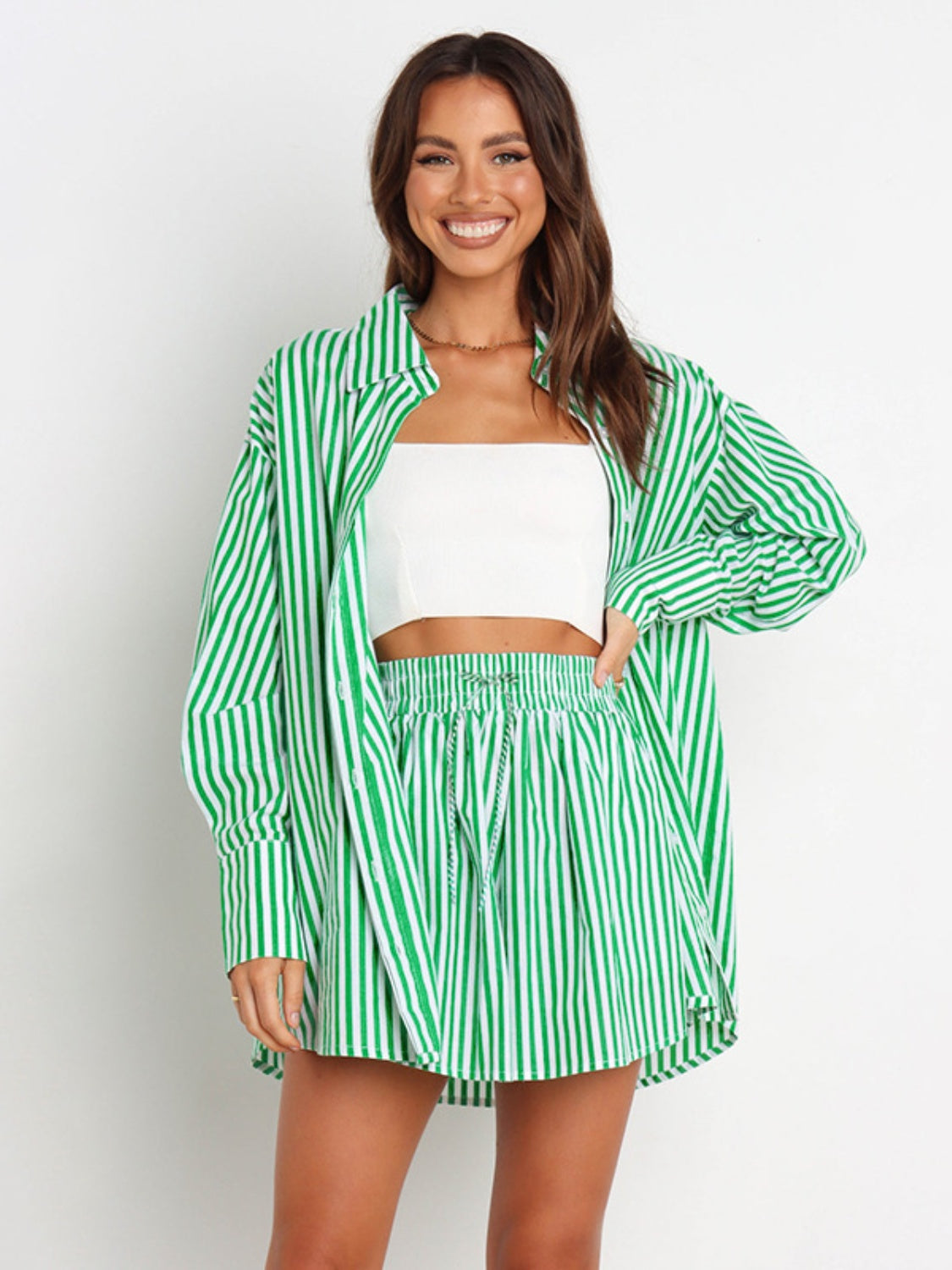 Thisbe Striped Shirt and Shorts Set