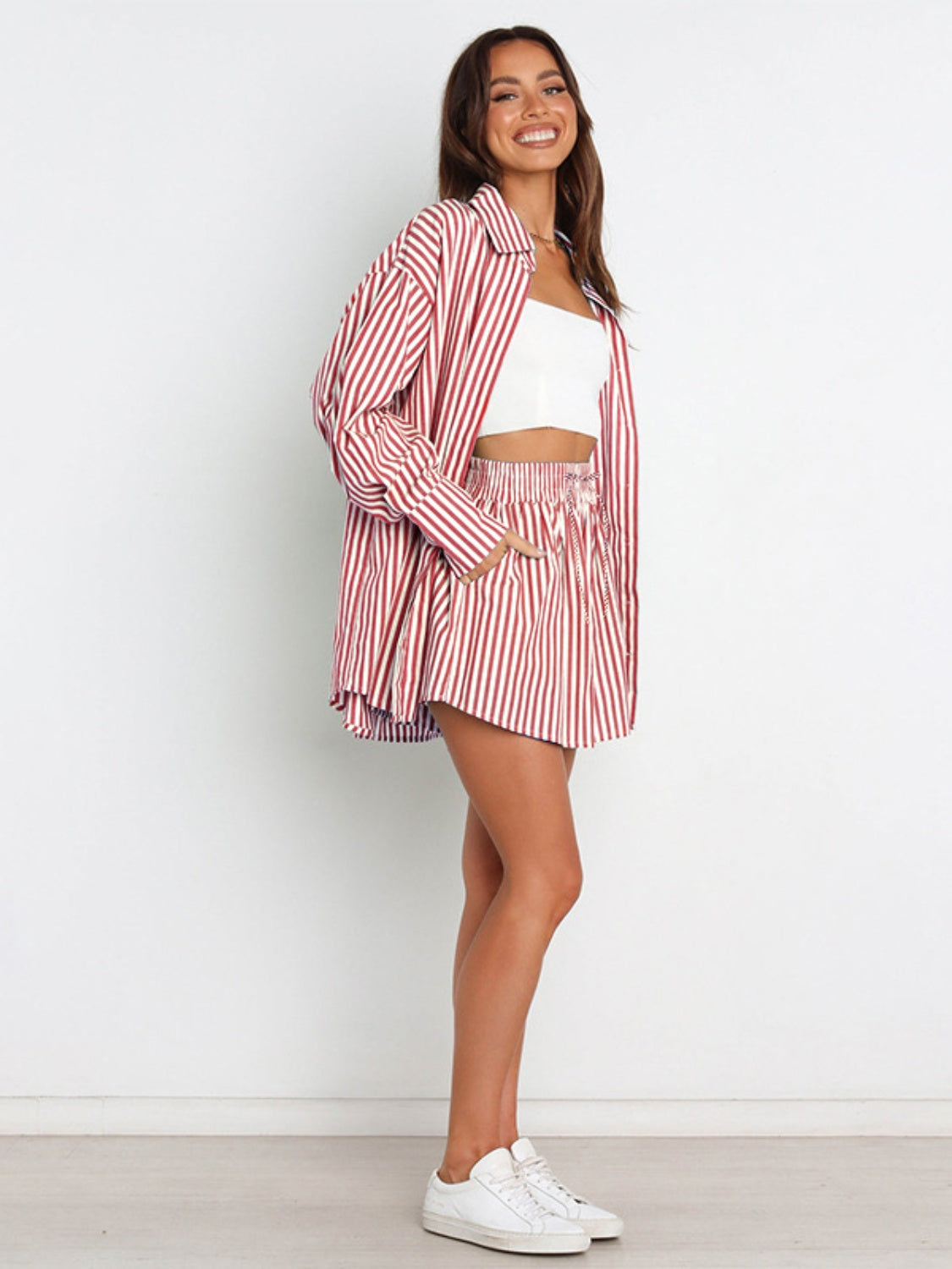 Thisbe Striped Shirt and Shorts Set