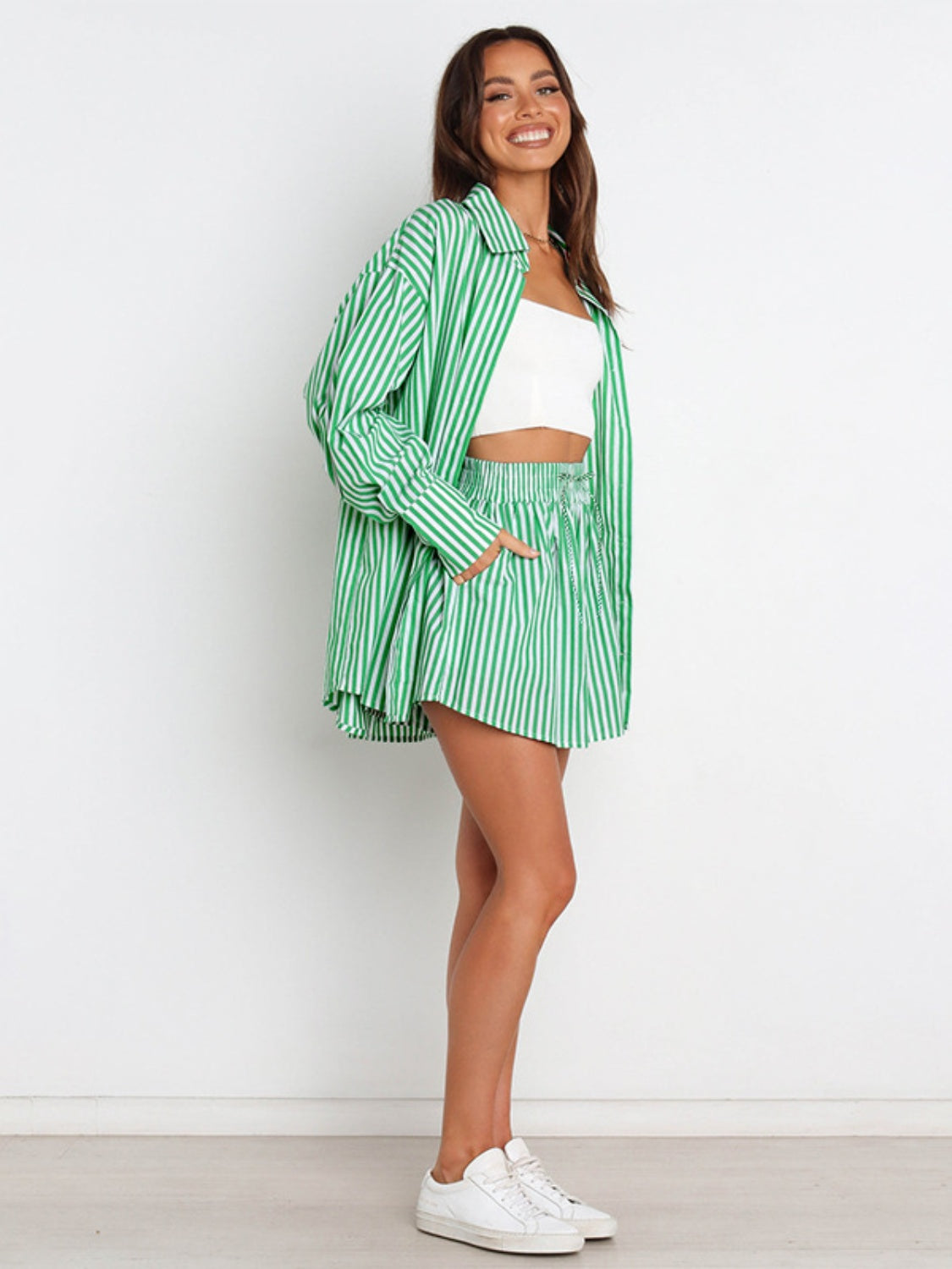 Thisbe Striped Shirt and Shorts Set