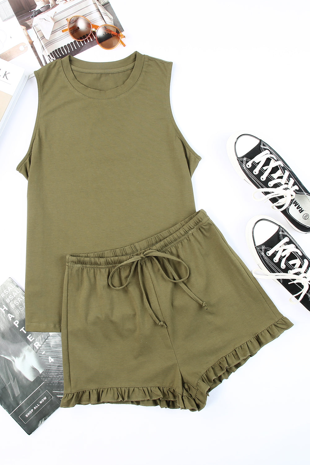 Elowen Round Neck Tank and Shorts Lounge Set