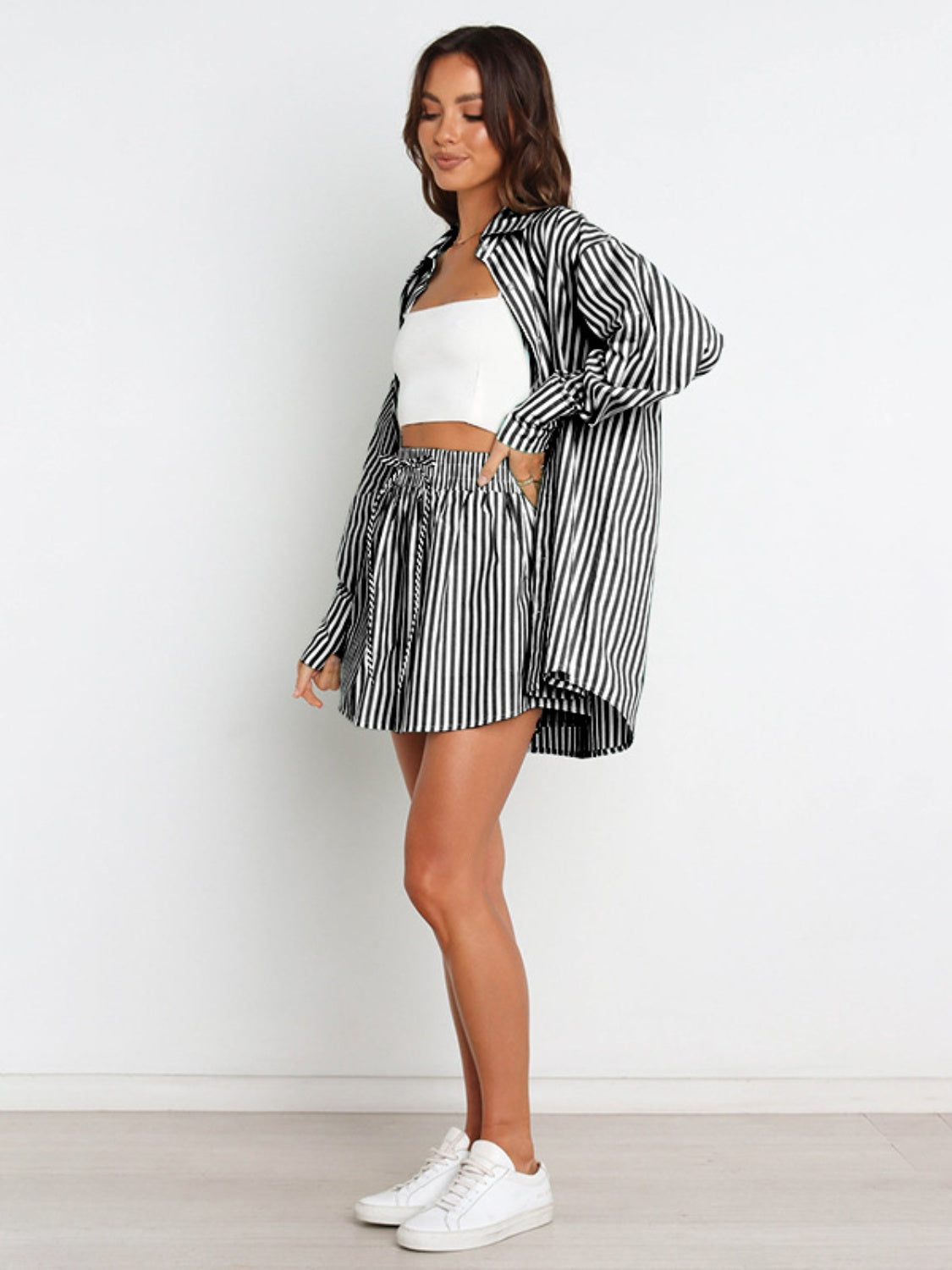 Thisbe Striped Shirt and Shorts Set