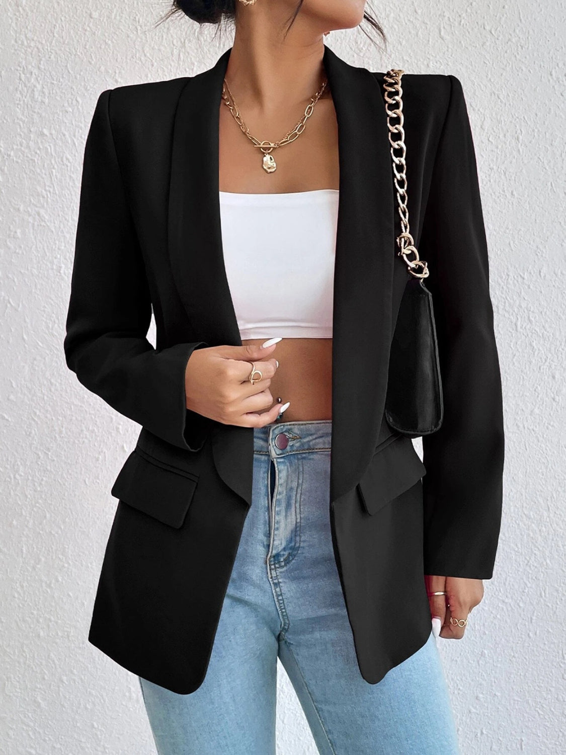 Evadne Shawl Collar Long Sleeve Blazer