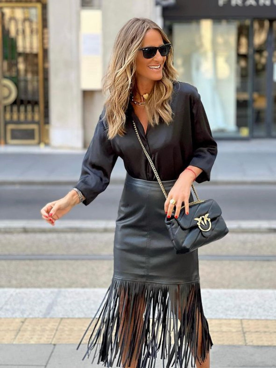 Peyton High Waist Fringe Hem Skirt