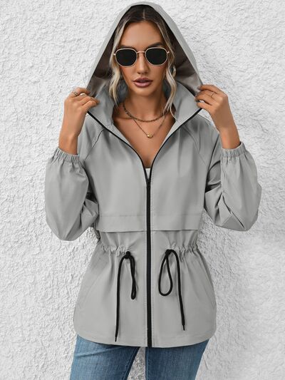 Riley Drawstring Zip Up Jacket