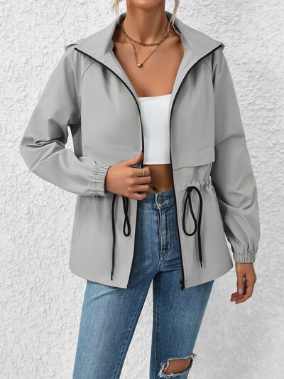 Riley Drawstring Zip Up Jacket