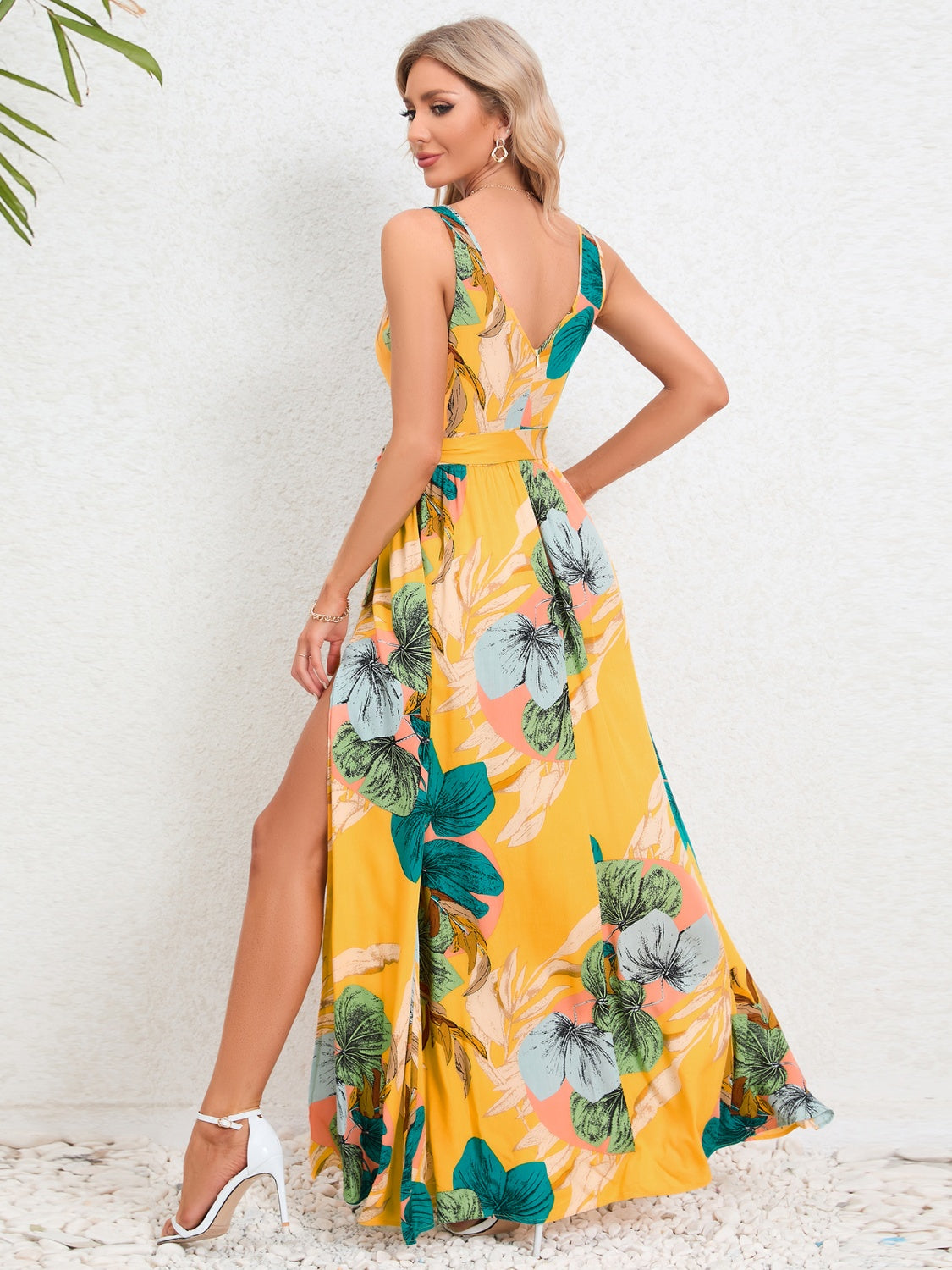 Amrit Slit Tied Printed Surplice Dress