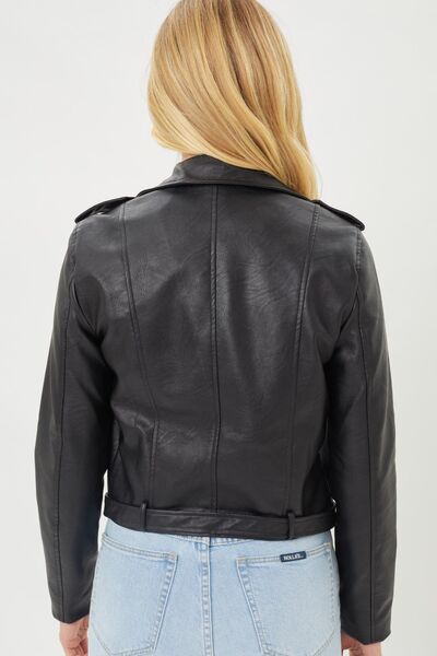 Ophelia Faux Leather Zip Up Biker Jacket