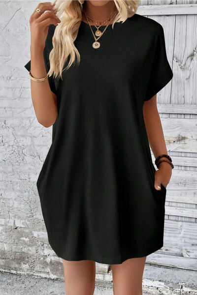 Sadie Pocketed Round Neck Short Sleeve Dress