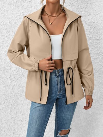 Riley Drawstring Zip Up Jacket