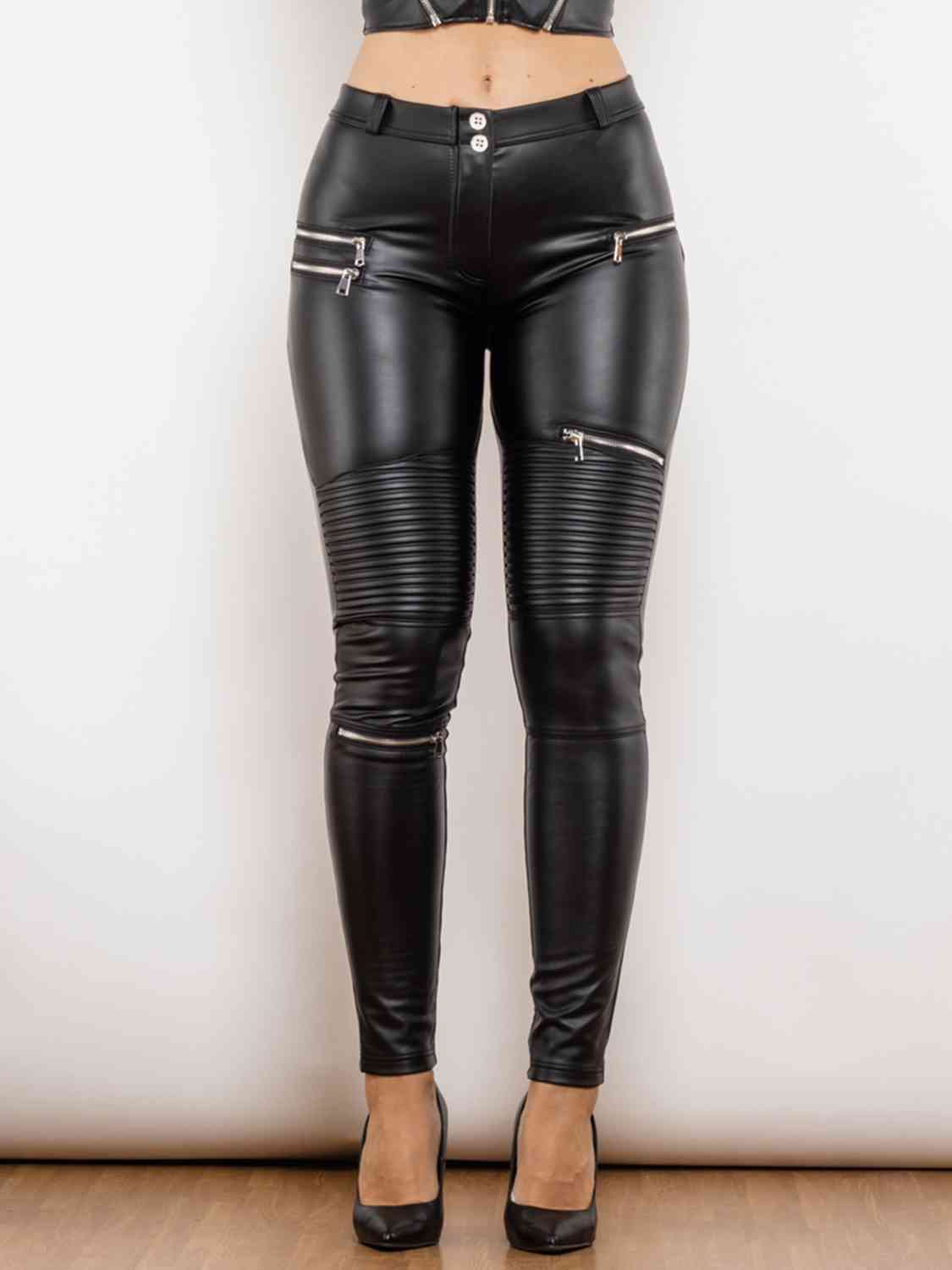 Zuri PU Zip Detail Skinny Pants