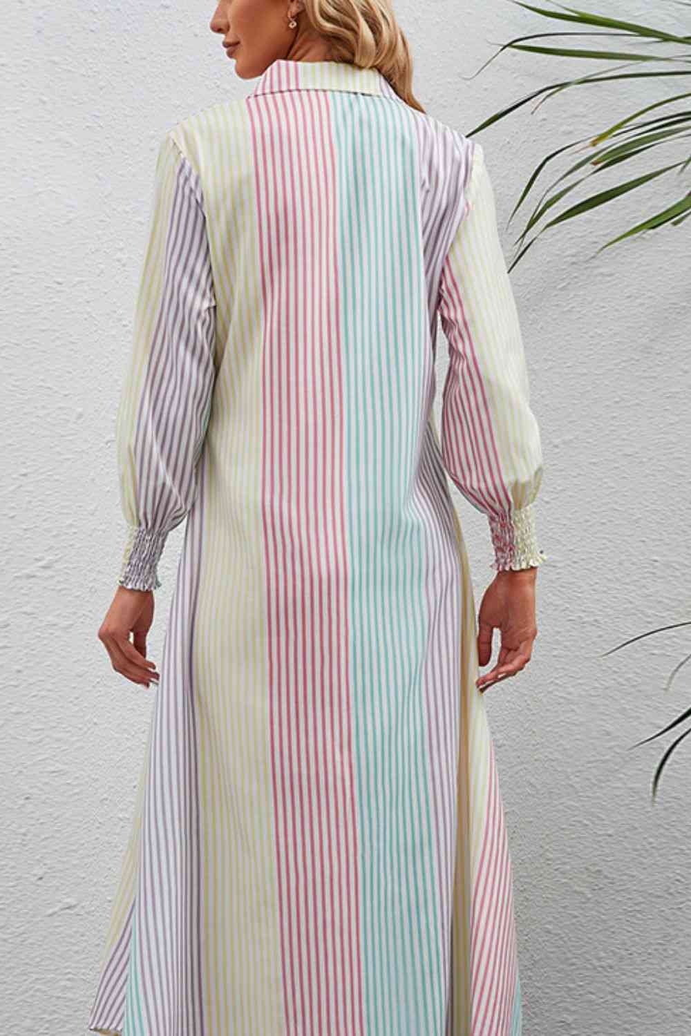 Jessica Stripe Button-Up Maxi Shirt Dress