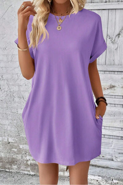 Sadie Pocketed Round Neck Short Sleeve Dress