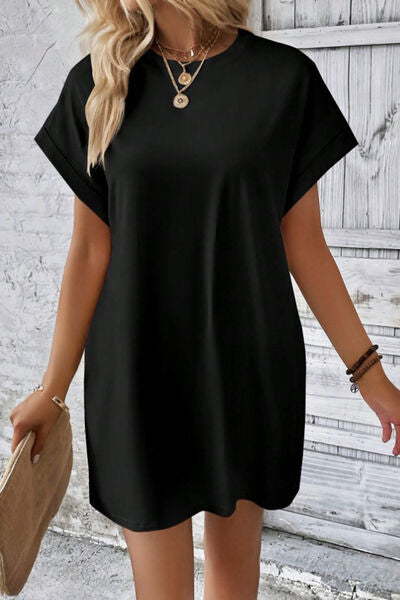 Sadie Pocketed Round Neck Short Sleeve Dress