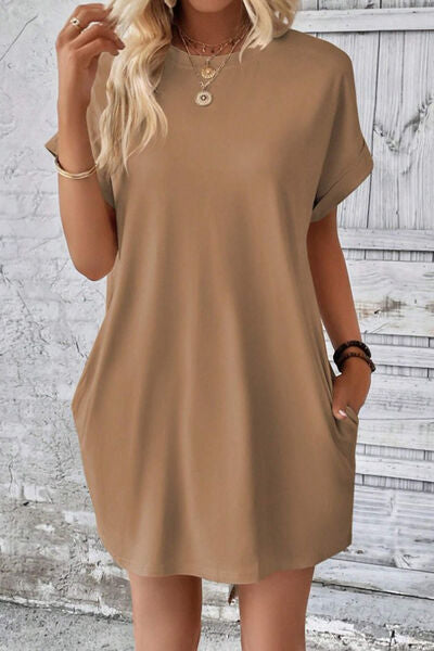 Sadie Pocketed Round Neck Short Sleeve Dress