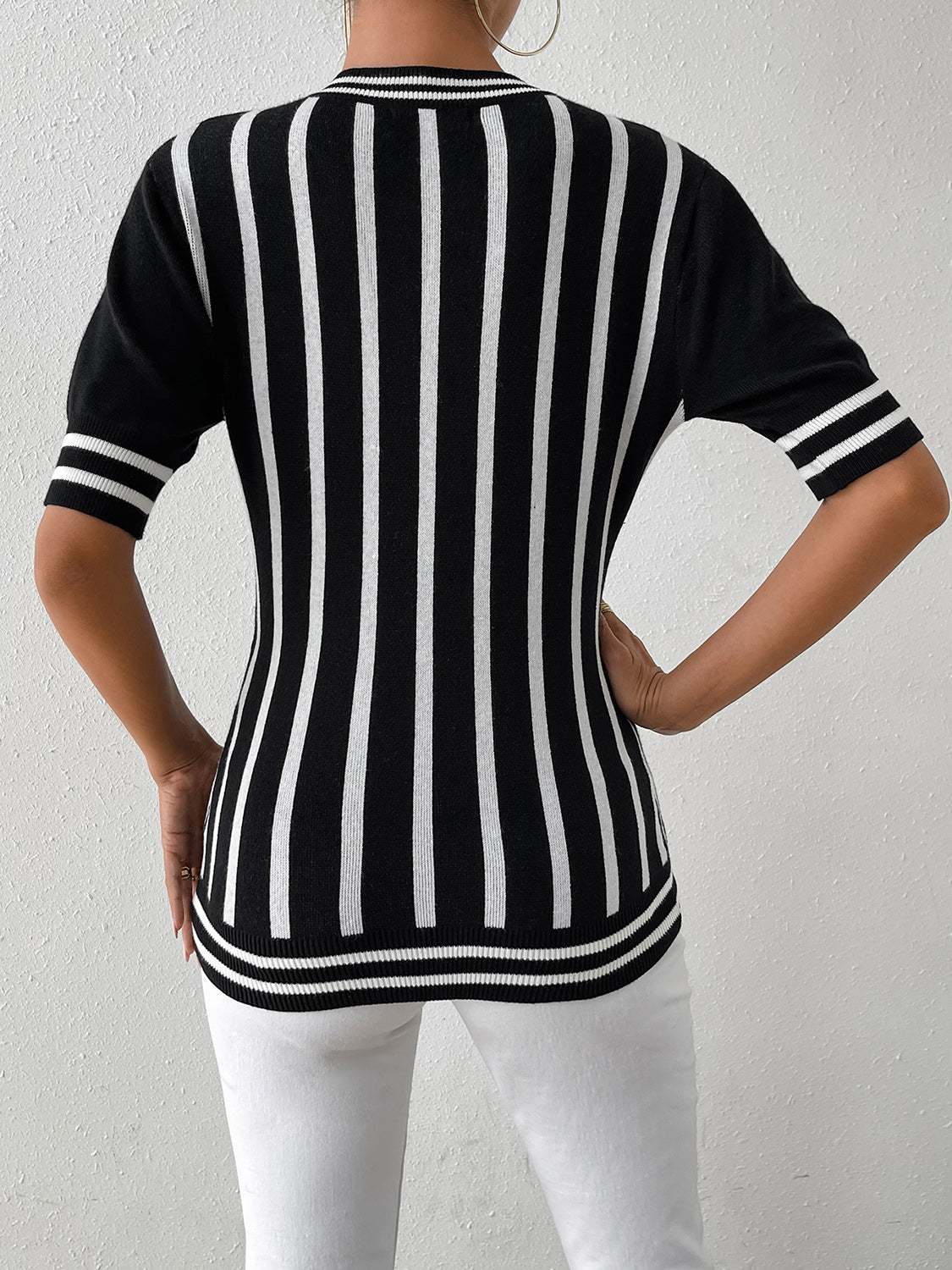 Faiza Striped Knit Top