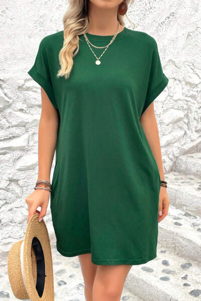 Sadie Pocketed Round Neck Short Sleeve Dress