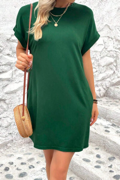 Sadie Pocketed Round Neck Short Sleeve Dress