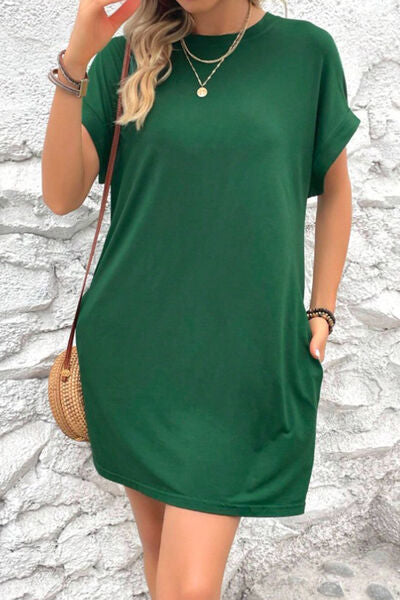 Sadie Pocketed Round Neck Short Sleeve Dress