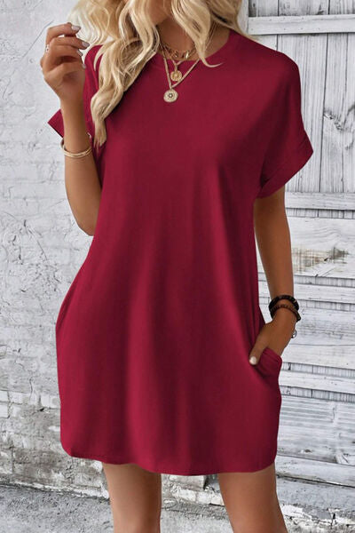 Sadie Pocketed Round Neck Short Sleeve Dress