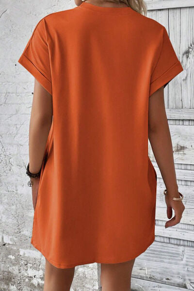 Sadie Pocketed Round Neck Short Sleeve Dress