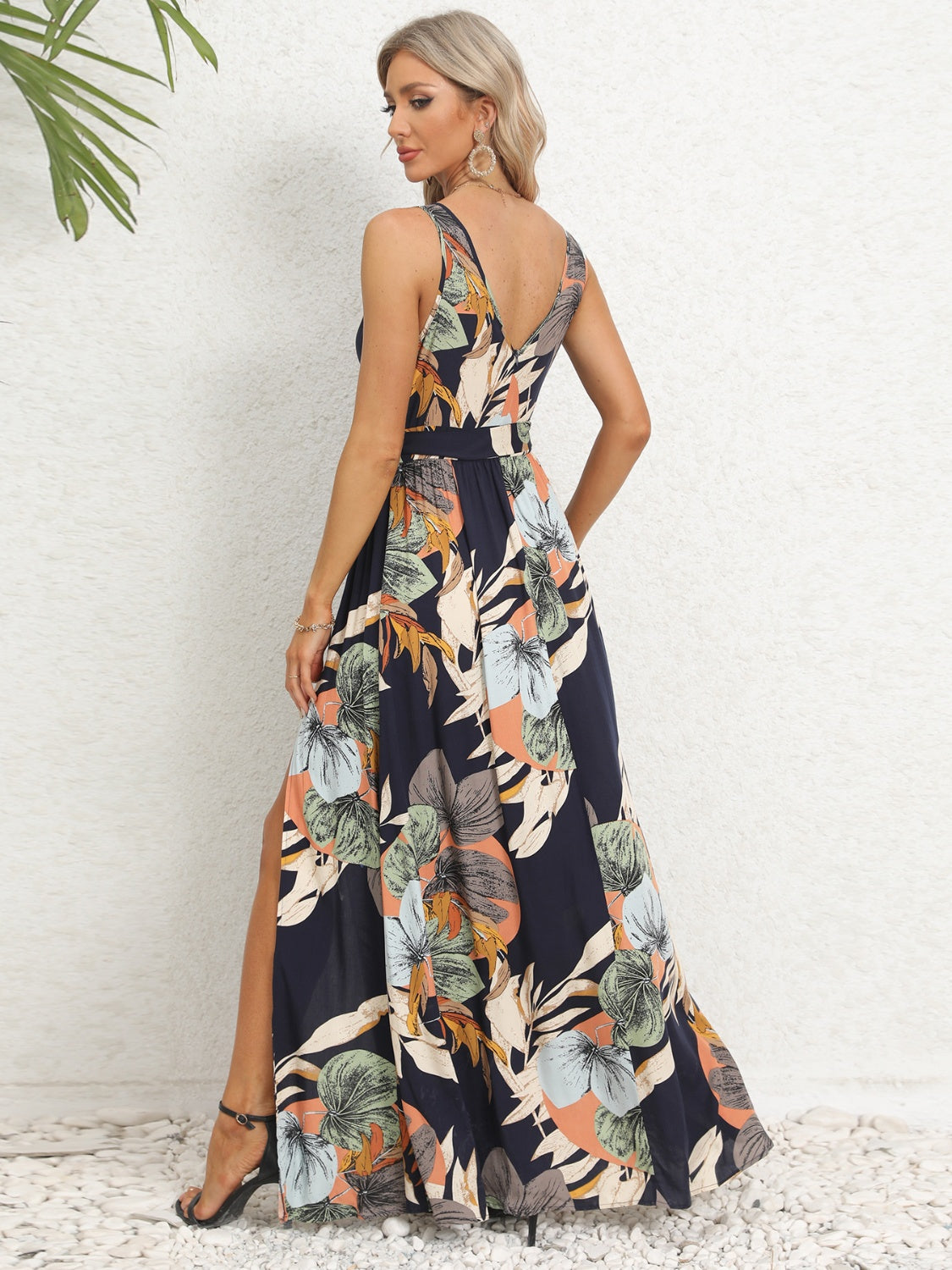 Amrit Slit Tied Printed Surplice Dress