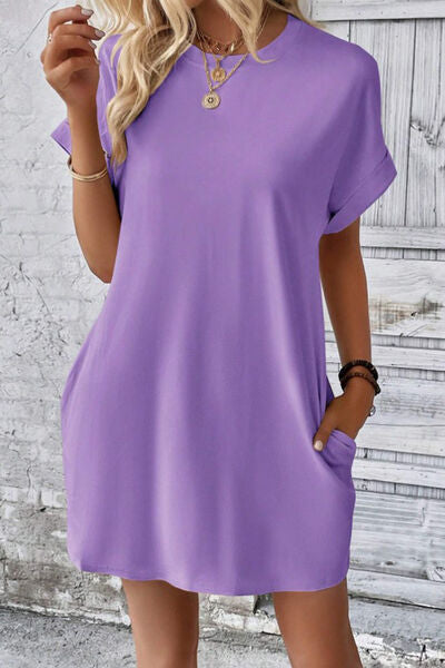 Sadie Pocketed Round Neck Short Sleeve Dress