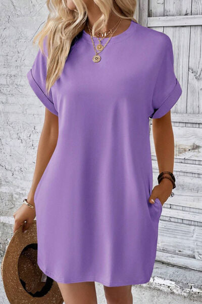 Sadie Pocketed Round Neck Short Sleeve Dress