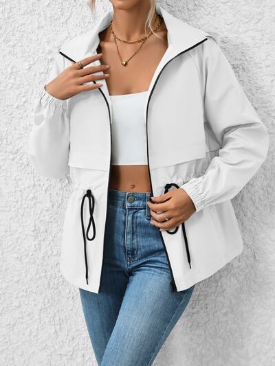 Riley Drawstring Zip Up Jacket