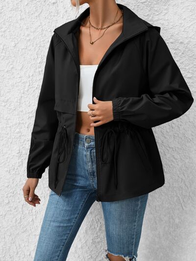 Riley Drawstring Zip Up Jacket