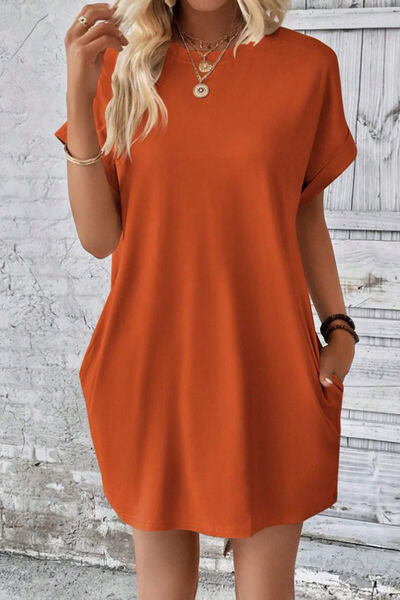 Sadie Pocketed Round Neck Short Sleeve Dress