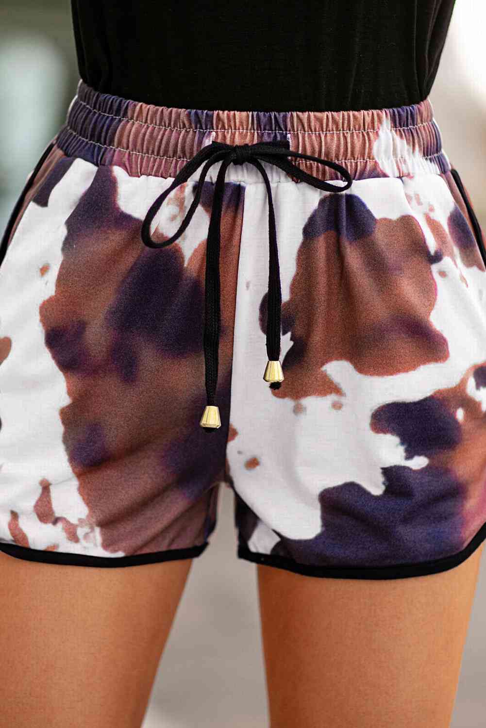 Ester Printed Drawstring Waist Shorts