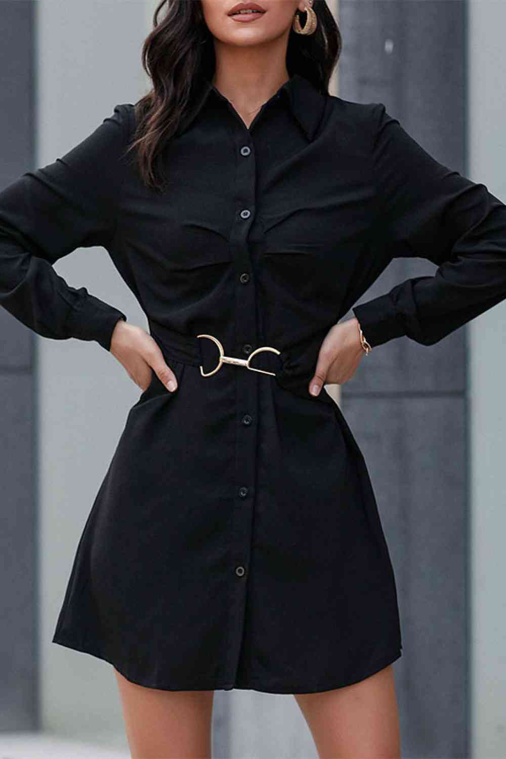 Nerissa Belted Mini Shirt Dress