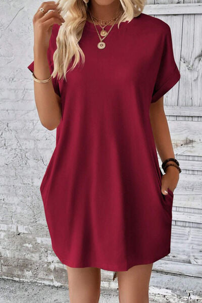 Sadie Pocketed Round Neck Short Sleeve Dress